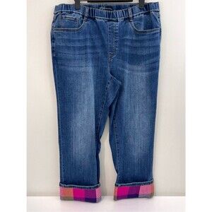 French Dressing Jeans Plaid Cuff Size 16